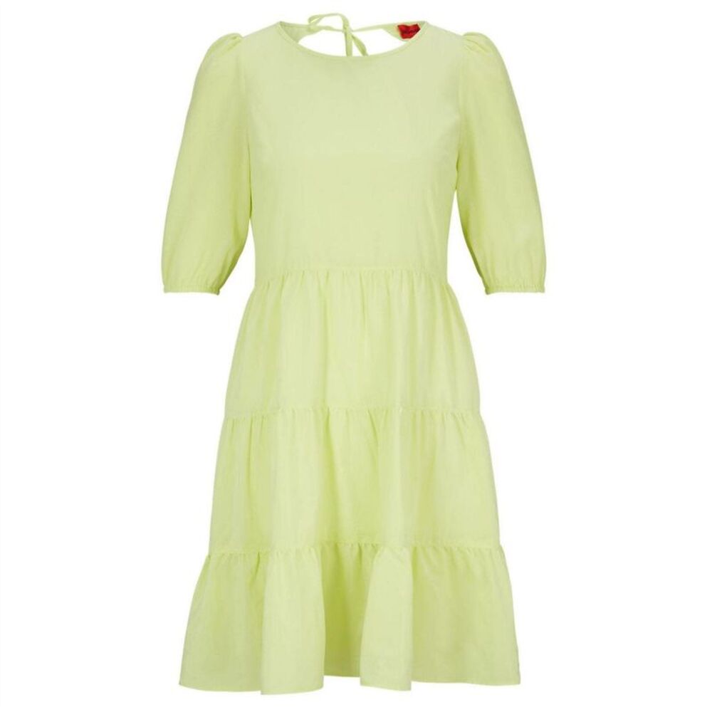 Hugo Womens/Ladies Tiered Puff Sleeve Midi Dress / Yellow